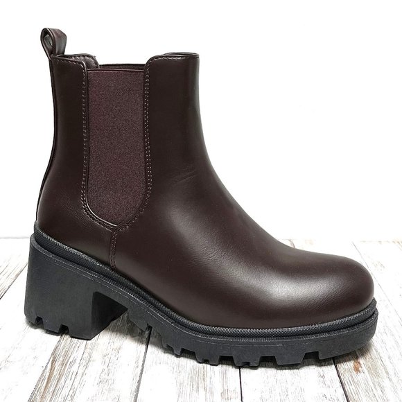 New Brown Chelsea Elastic Ankle Boots Booties - Picture 1 of 4